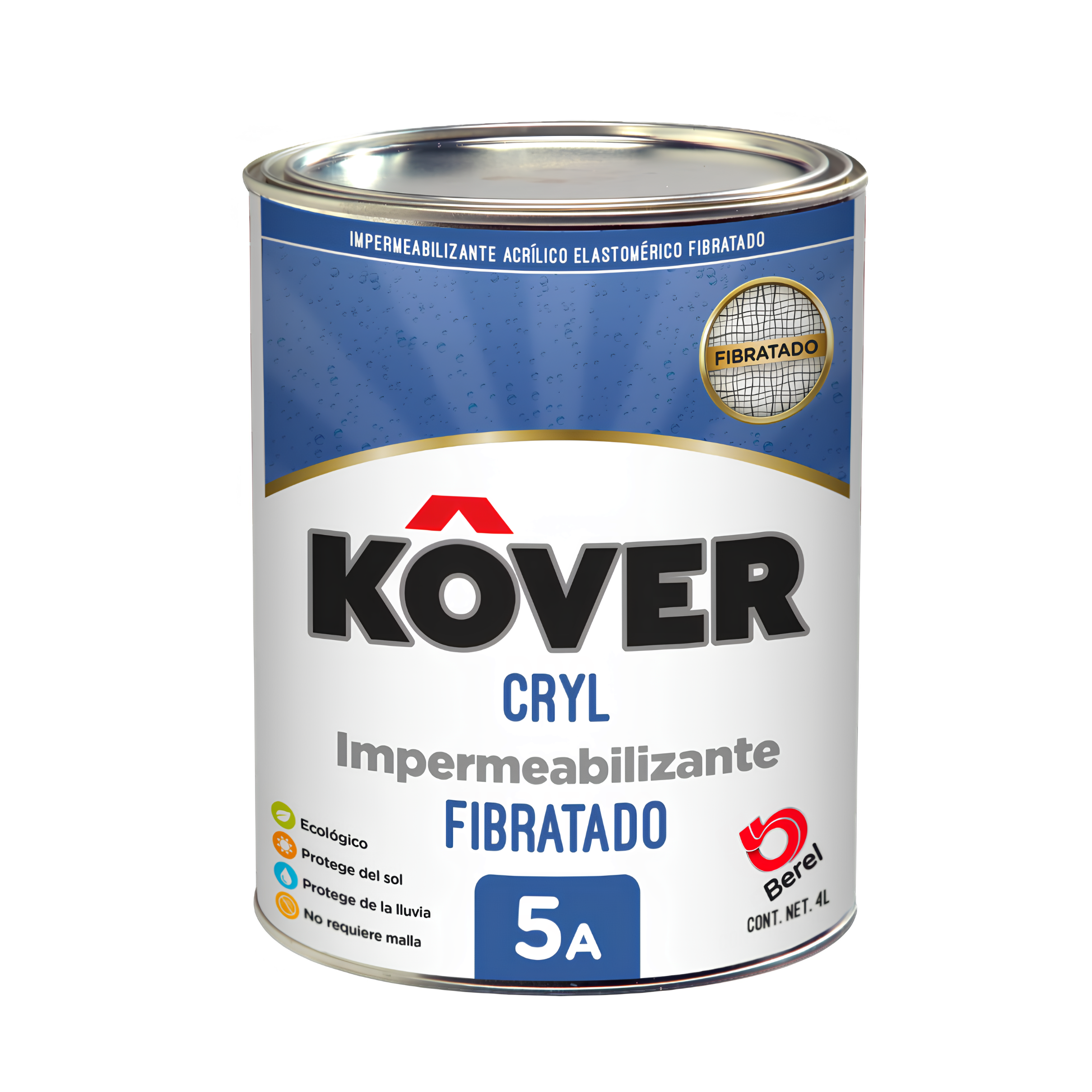 IMPERMEABILIZANTE KOVER CRYL FIBRATADO 5 AÑOS